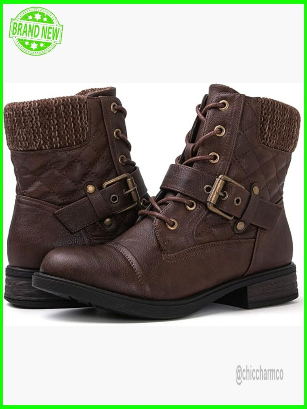 Women's Ankle Booties Fashion Combat Boots Lace Up Zip